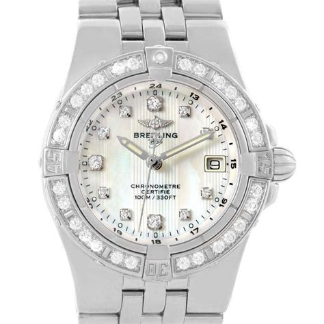 breitling ladies starliner mother of pearl dial diamond bezel|Breitling Starliner .